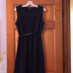Navy Blue polyester sleeveless dress